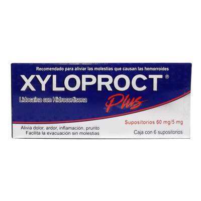 XYLOPROCT PLUS 60 MG/5 MG C/6 SUPS